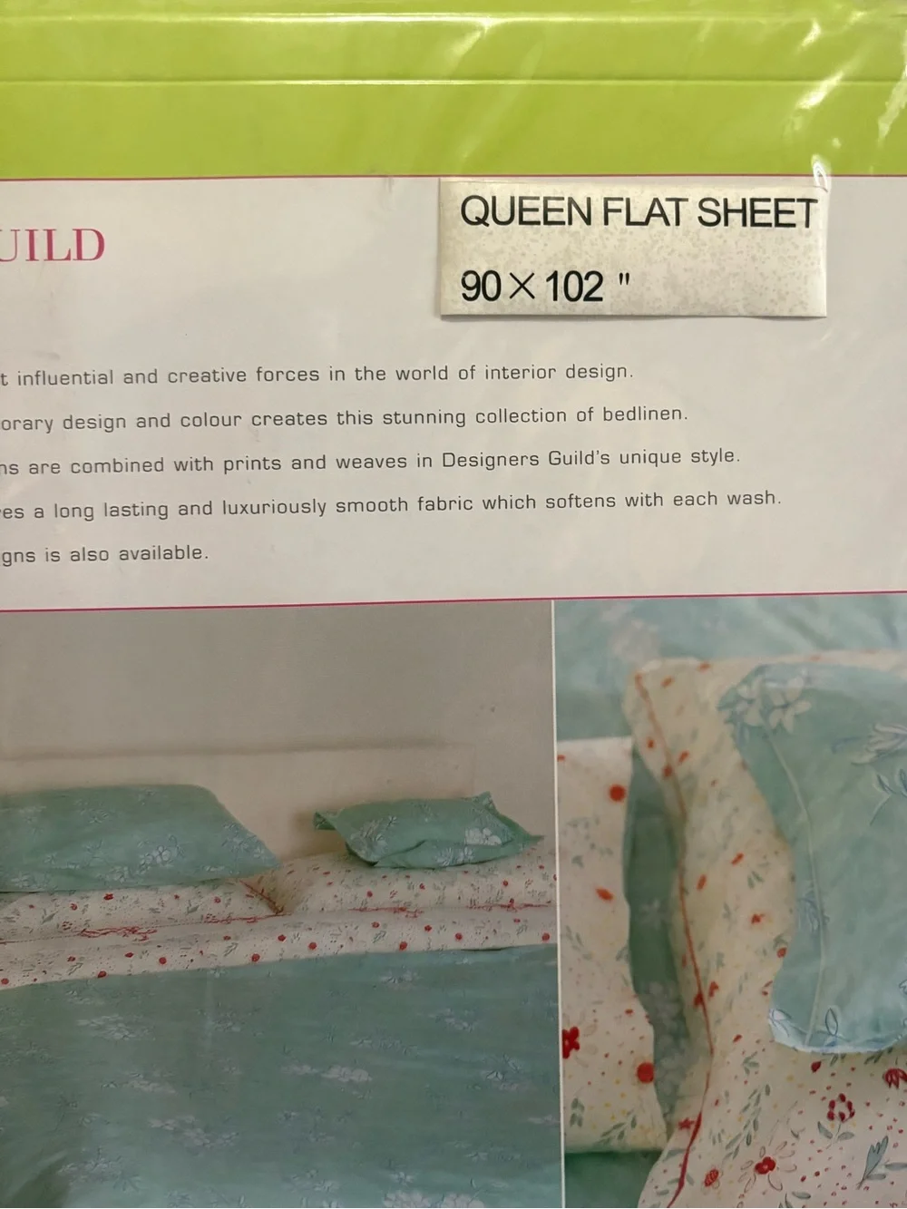 Designers Guild Azumaya Floral Embriodery 100% Cotton Flat Sheet NWOT